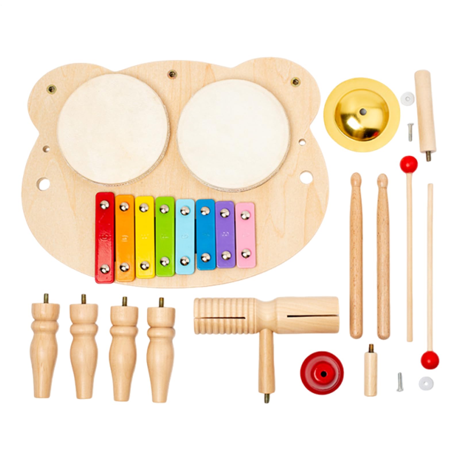 Set Di Batteria Per Bambini Giocattoli Musicali Di Percussione In Legno | Tamburi Per L'Infanzia Per Ragazzi E Ragazze, Per Compleanno E Natale, Per Pratica E , E Come Tavolo