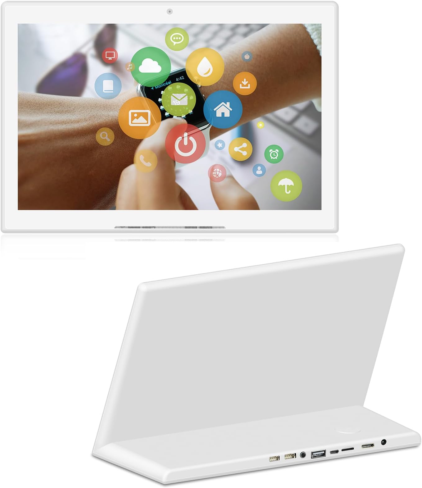 dxmart Android Tablet PC L Shape 10.1 inch Commercial Digital Signage, Product, Service, or Organization with Images, Music, and Videos