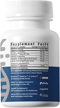 BrainAMPTM Nootropic Energy for Focus, Memory & Clarity | Clean Alertness with Paraxanthine (No Jitters) | Supports Productivity with Alpha-GPC, Tyrosine, CognatIQ, Lutein & Salidroside | 60 Caps