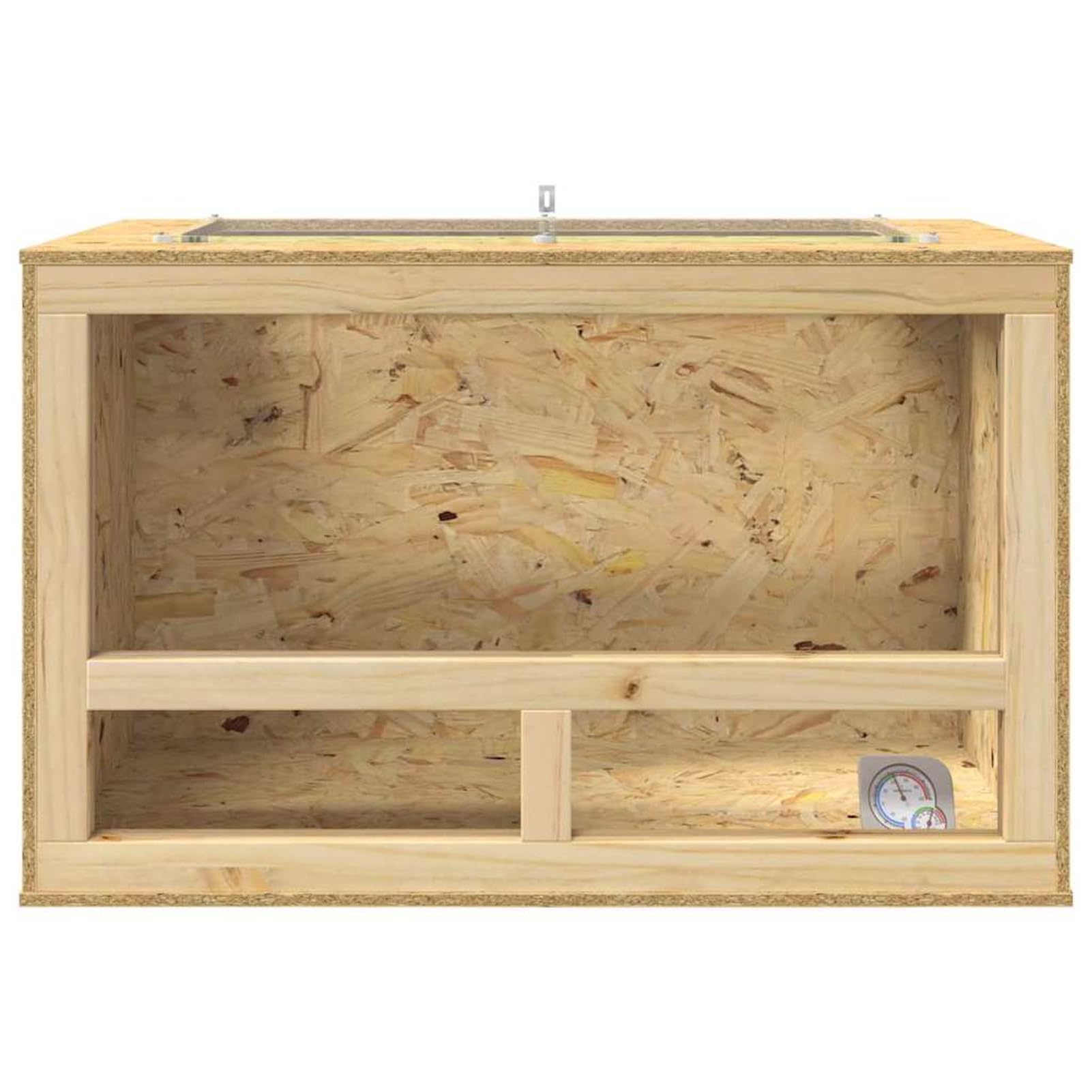 Terrario OSB Rustico per Rettili e Anfibi, 80x50x50 cm, con Termometro, Finitura Opaca Marrone, Spazioso e Durevole, per Uso Interno, Assemblaggio Richiesto