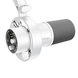 Studio XLR Dynamic Microphone, USB PC Podcast Microphone for Streaming Recording, XLR/USB Vocal Mic with Tap-to-Mute, Gain Knob, Headphones Monitoring-Amplitank K688 White