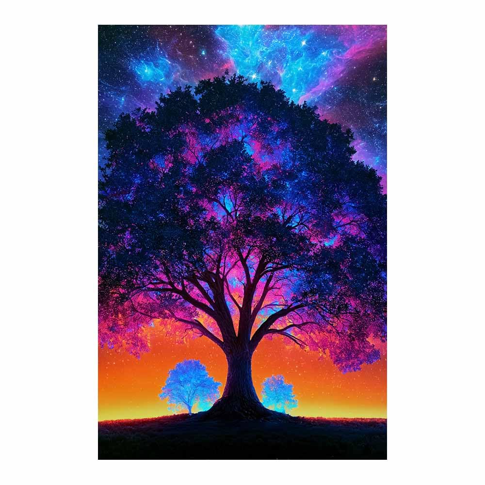 XENIOU Tree Wall Art Cosmic Pink Floating Tree canvas painting wall art, Living Room Bedroom Hallway Stairs Decoration.(Multicolor)-70x100cm Unframed