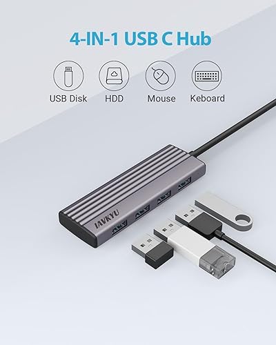 Miniatura 2 de Adaptador multipuerto USB C a USB, divisor USB C de 4 puertos de aluminio para laptop, Thunderbolt 34 ultradelgado Hub USB de datos compatible con