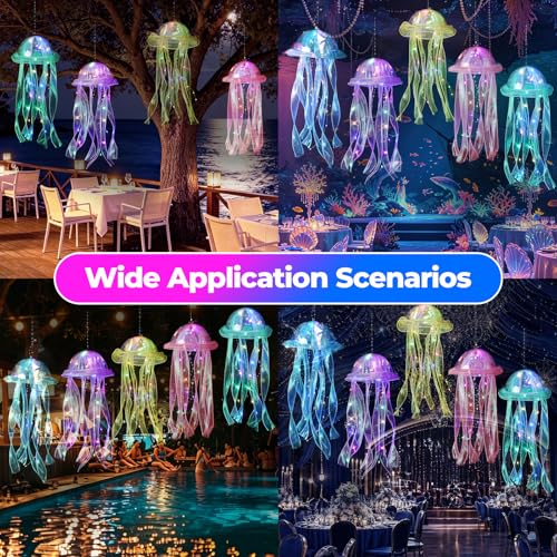 AWATIN Jellyfish Decor, 10 Pcs Jellyfish Lanterns - Hanging Jelly Fish Decoration for Mermaid Theme Party & Under The Sea Party Decorations, Birthday Gift Supplies for Women Girls Baby (5 Colors) by AWATIN - Image 6