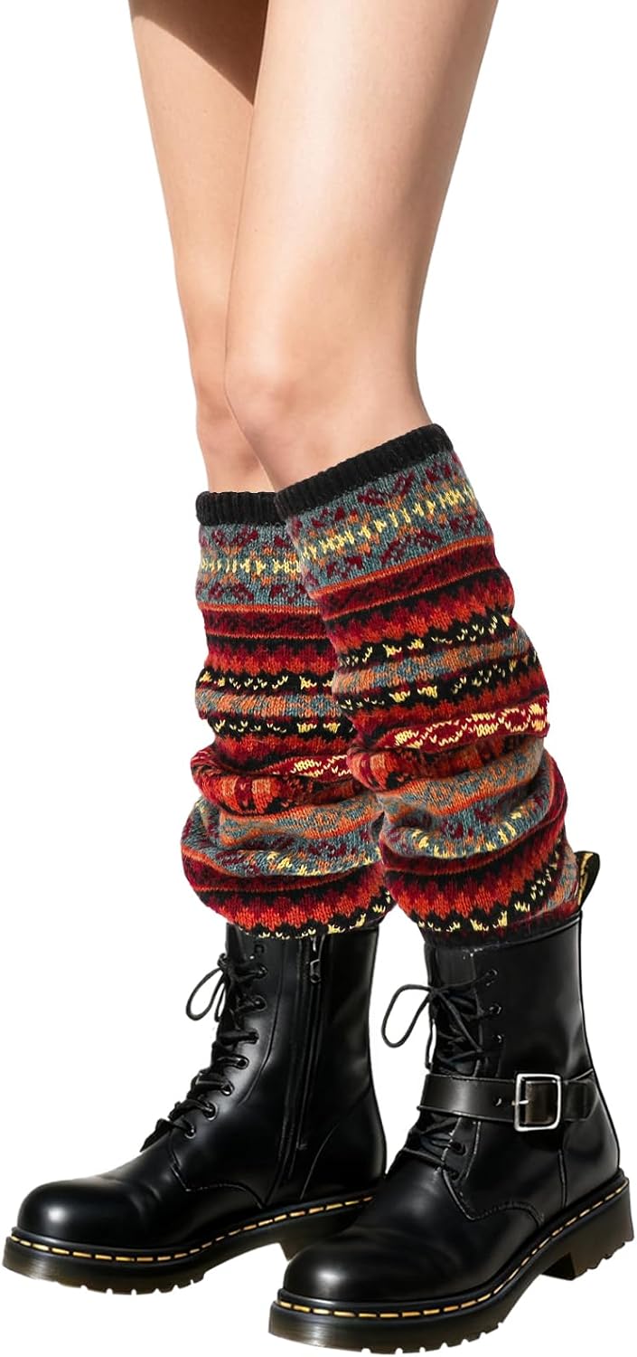 XEPST Leg Warmers Winter Warm Boot Cuffs for Women, Bohemian Style Crochet Knitted Boot Topper Socks Leg Cuffs for Girls