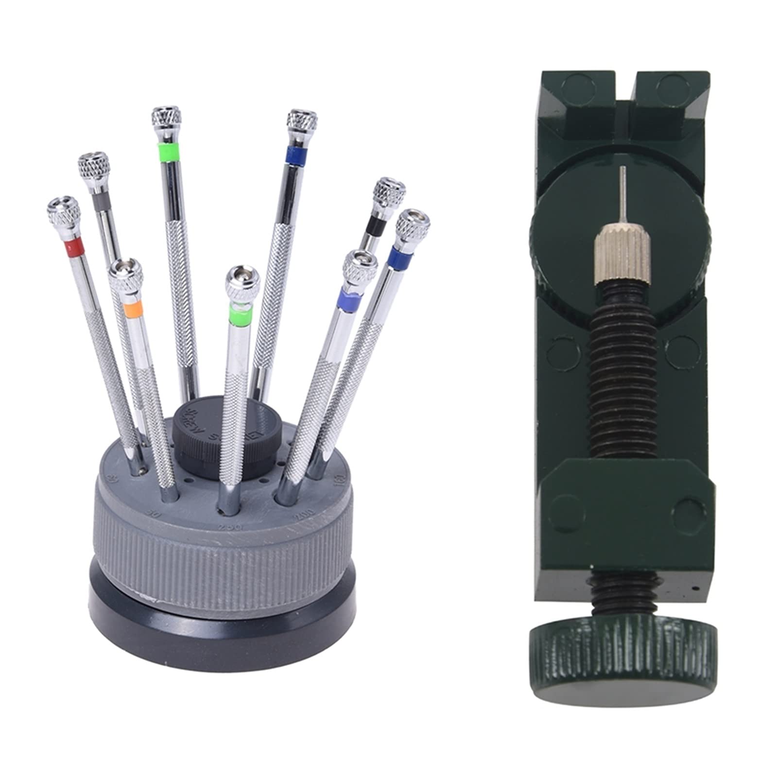 9-teiliges Reparaturwerkzeug-Set mit Schraubendreher und 1 Stück Metallverbindungsstift-Entferner, Einsteller, Uhrenarmband, Armbandteile, Uhrenreparaturwerkzeuge (Bildfarbe)