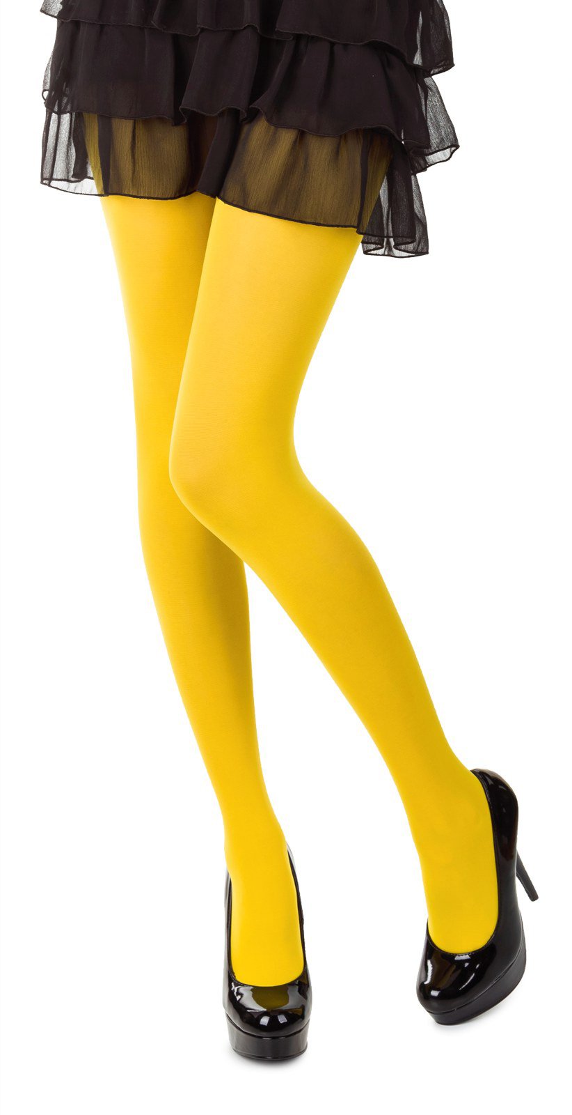 SENTELEGRI Colourful Opaque 40 Denier Tights, 23 Colours, Sizes S-XL (Large, Yellow)