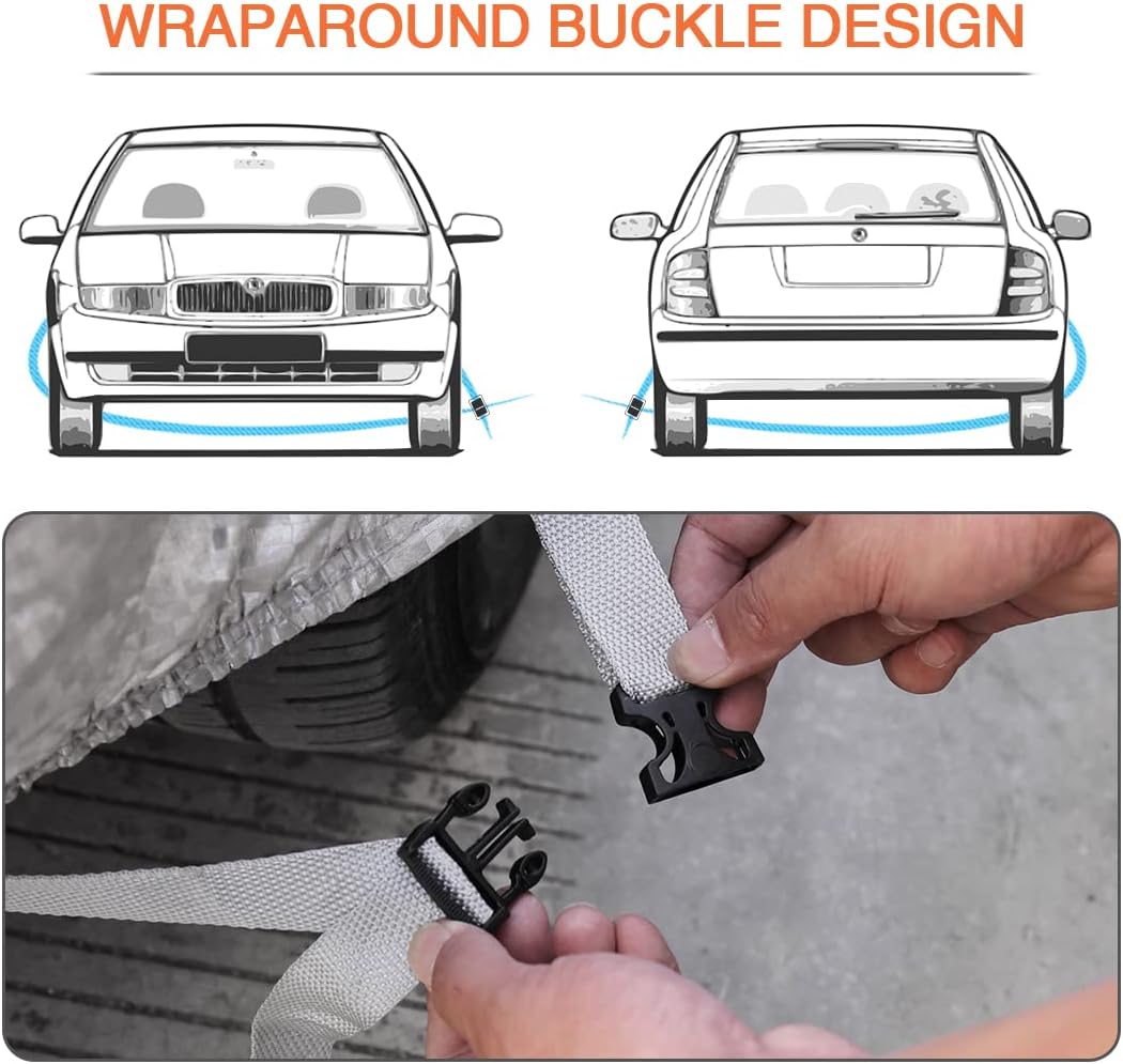 uxcell 3XXL+ Silver Tone Soft Aluminum Car Cover Outdoor Weather Waterproof Breathable Rain Snow Heat Resistant 570 x 190 x 160cm