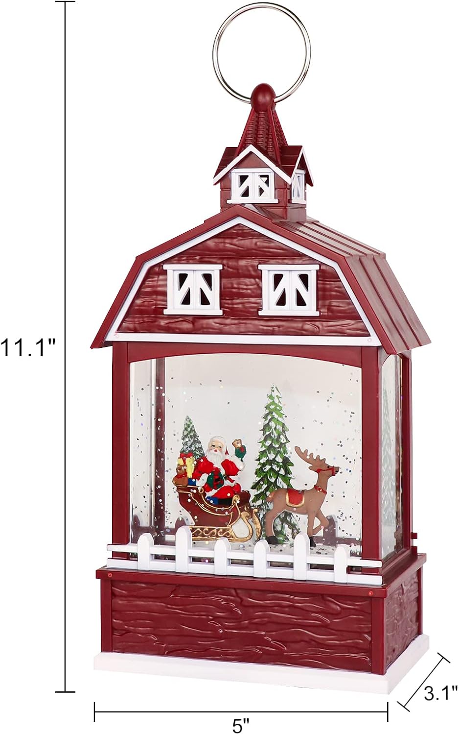 Santa Christmas Musical Snow Globe Lantern with 6 Hour Timer | Battery Operated USB Powered, Red Singing Snow Globe Lamp, Spinning Water Swirling Glitter, Holiday Decor Xmas Gifts