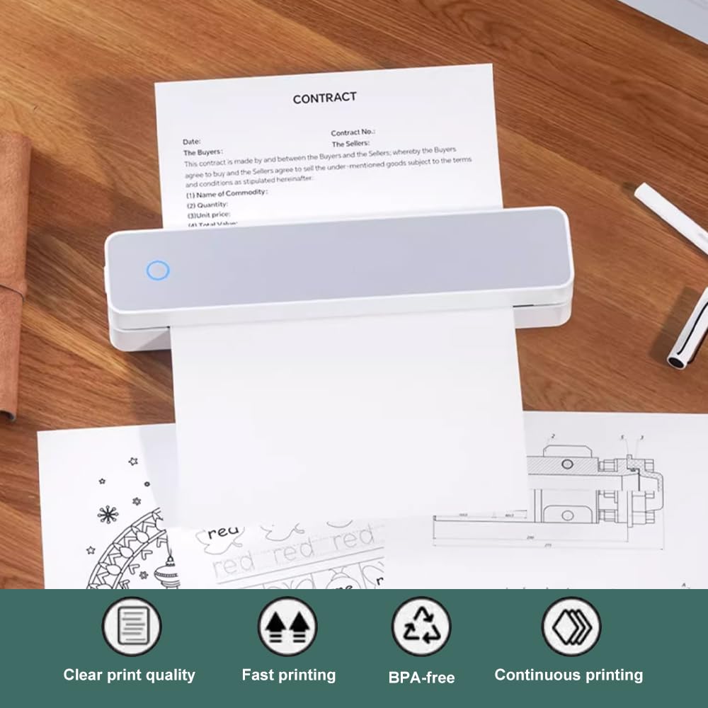 200 Fogli Carta Termica A4 Compatibile con Stampante Termica Portatile M08F/M832/Q302/M834, Carta Termica Ad Asciugatura Rapida Carta Termica Pieghevole A4 per Stampante Senza Bpa per Documenti