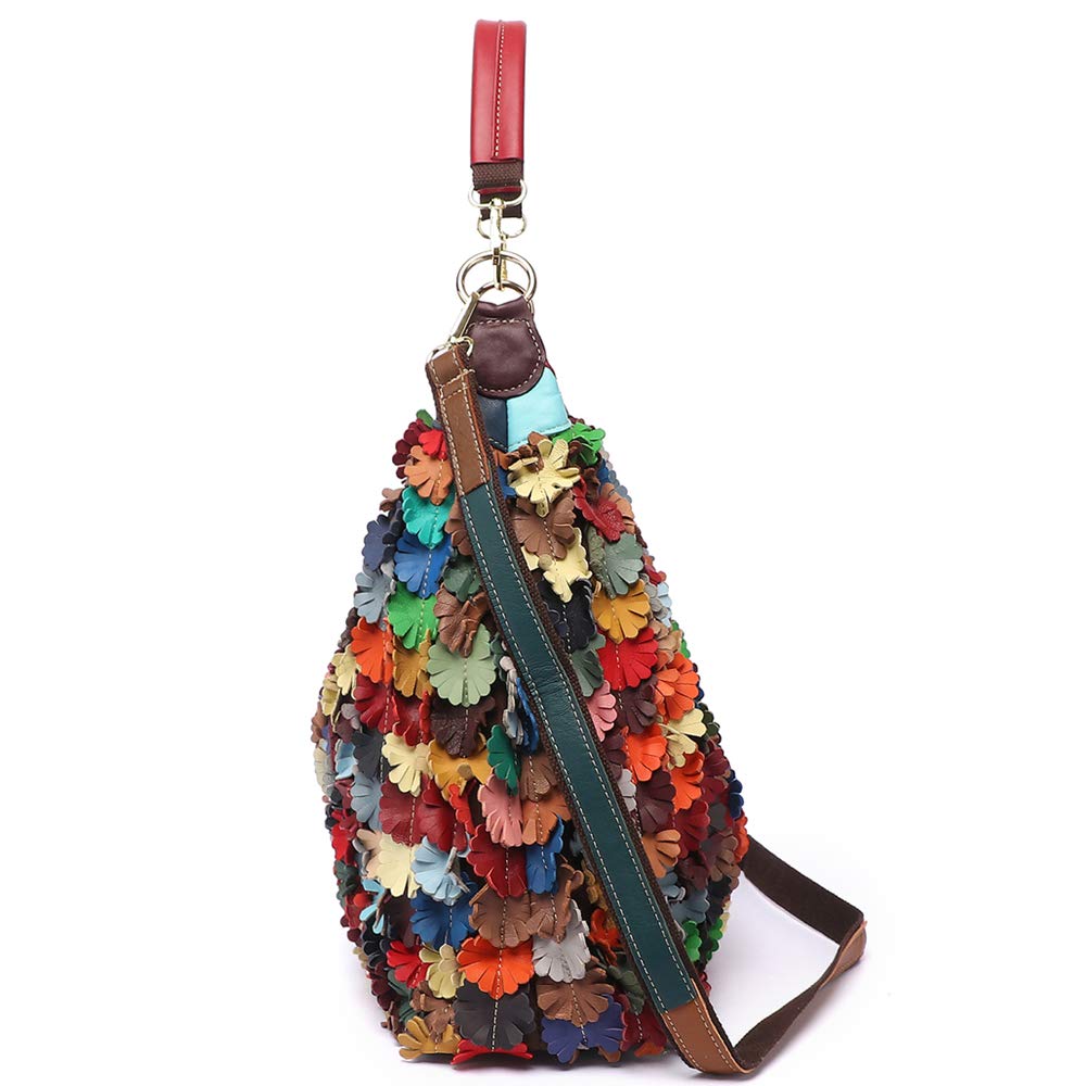 Bolso bandolera de piel para mujer, multicolor, 39 cm de largo x 38 cm de alto x 14 cm de ancho, Multicolor, 39 cm (L) * 38 cm (H) * 14 cm (W)
