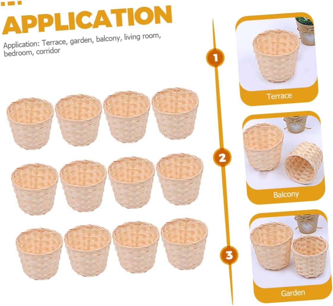 Kisangel 32pcs Boho Style Woven Vase Flower Basket Bamboo Basket Organizer for Craft Home Storage Decor