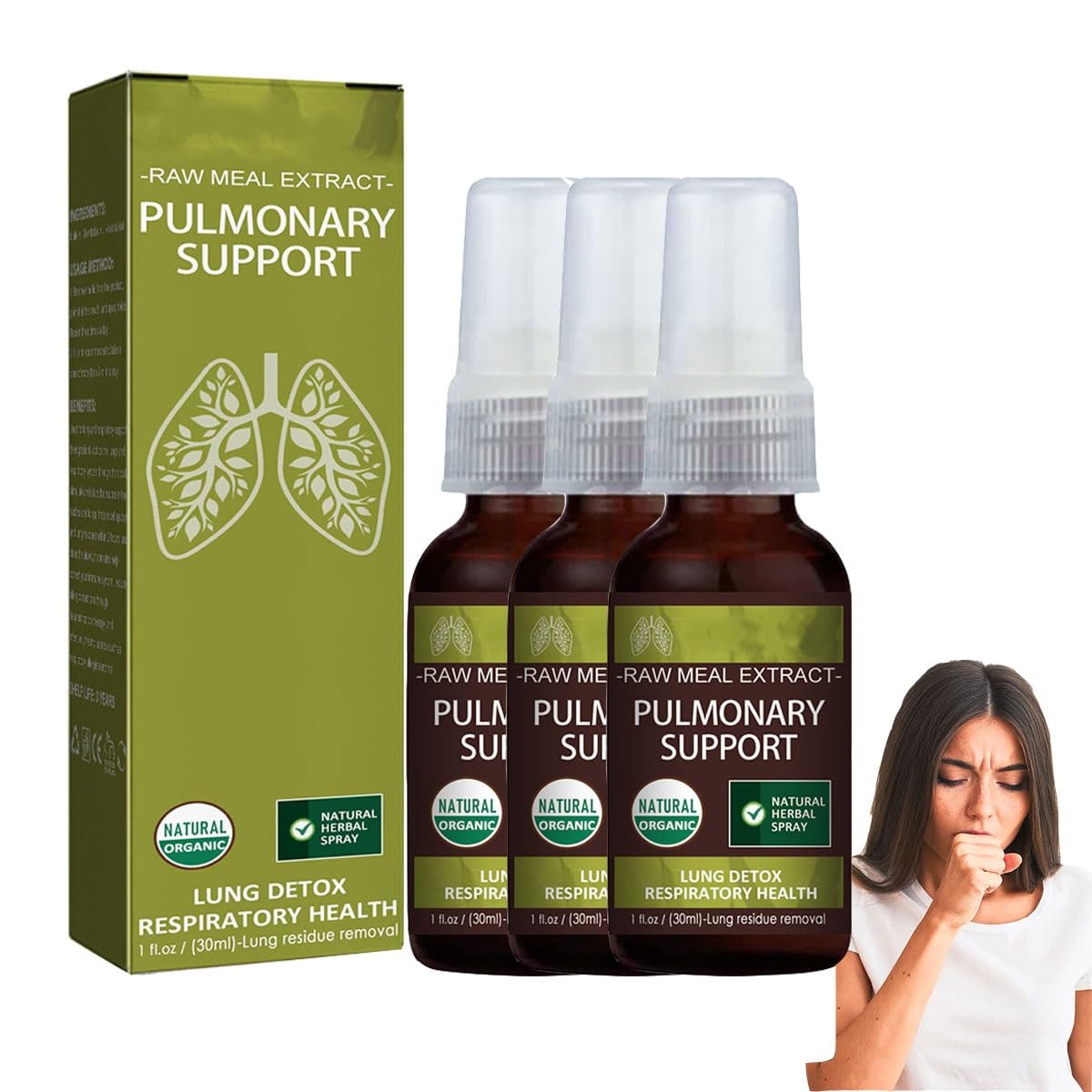 BAcion Natural Spray For Lung And Respiratory Support Breath Detox Herbal Lung Cleansing Spray Natural Herbal Lung Essence Lung Health Suitable For Smokers(3pcs)