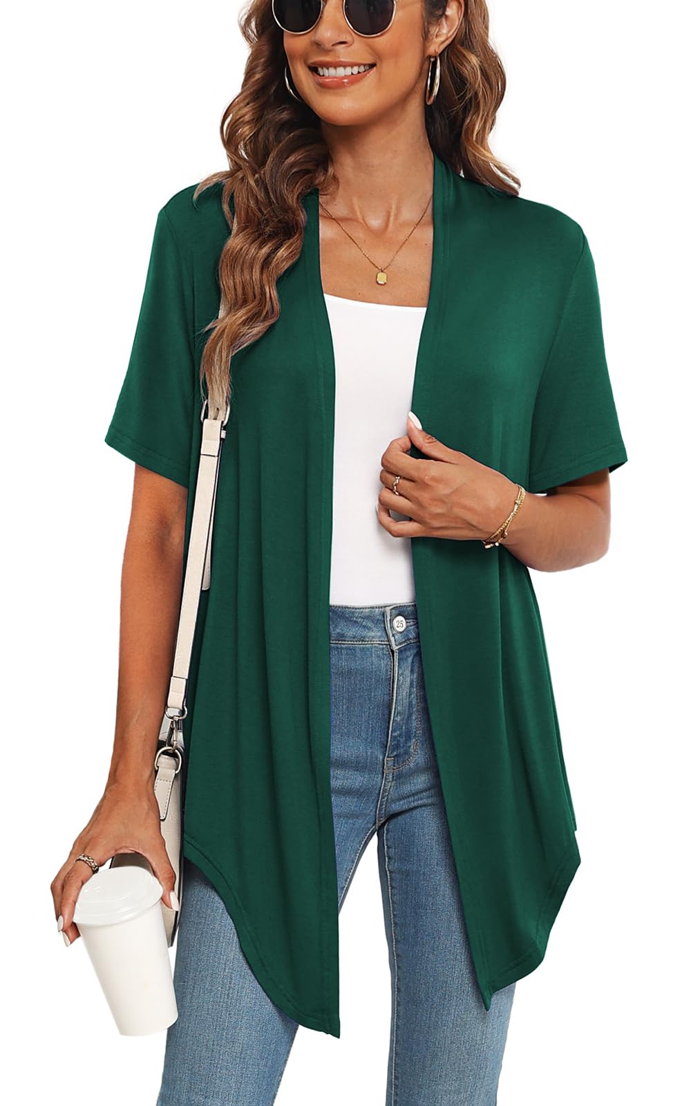Veryoung Women's 2026 Casual Short Sleeve Cardigan Front Tie Lightweight Summer Casual Open Front Cardigans