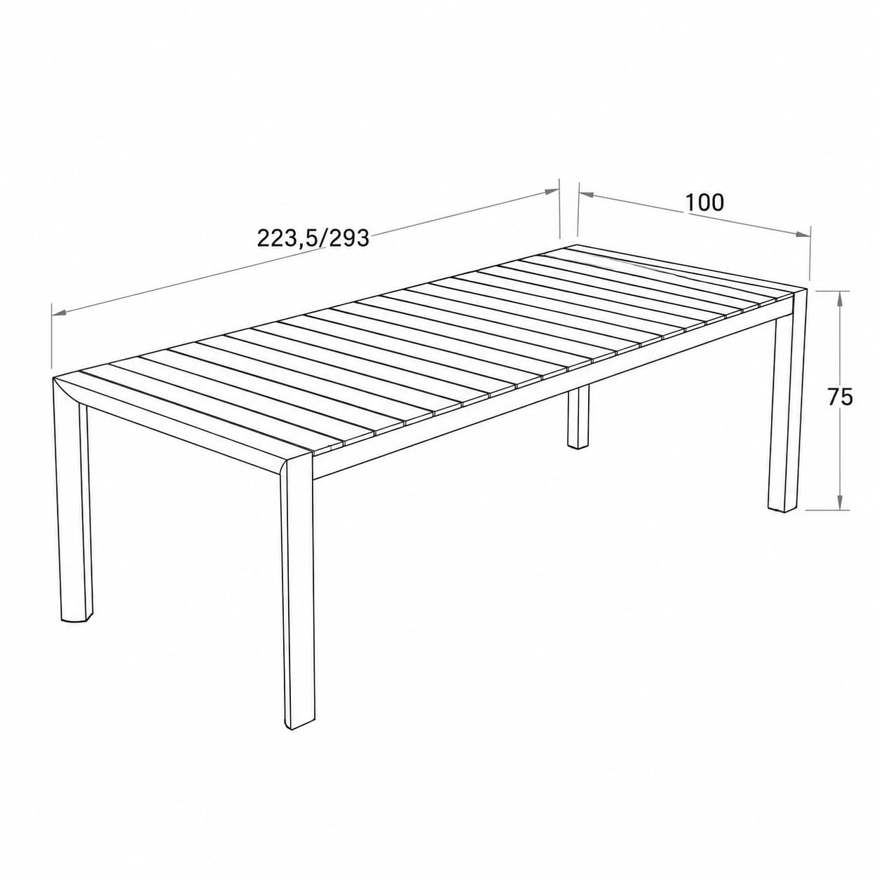Totò Piccinni Tavolo GELSO Allungabile 223,5/293 cm Alluminio e Effetto Legno (Antracite)