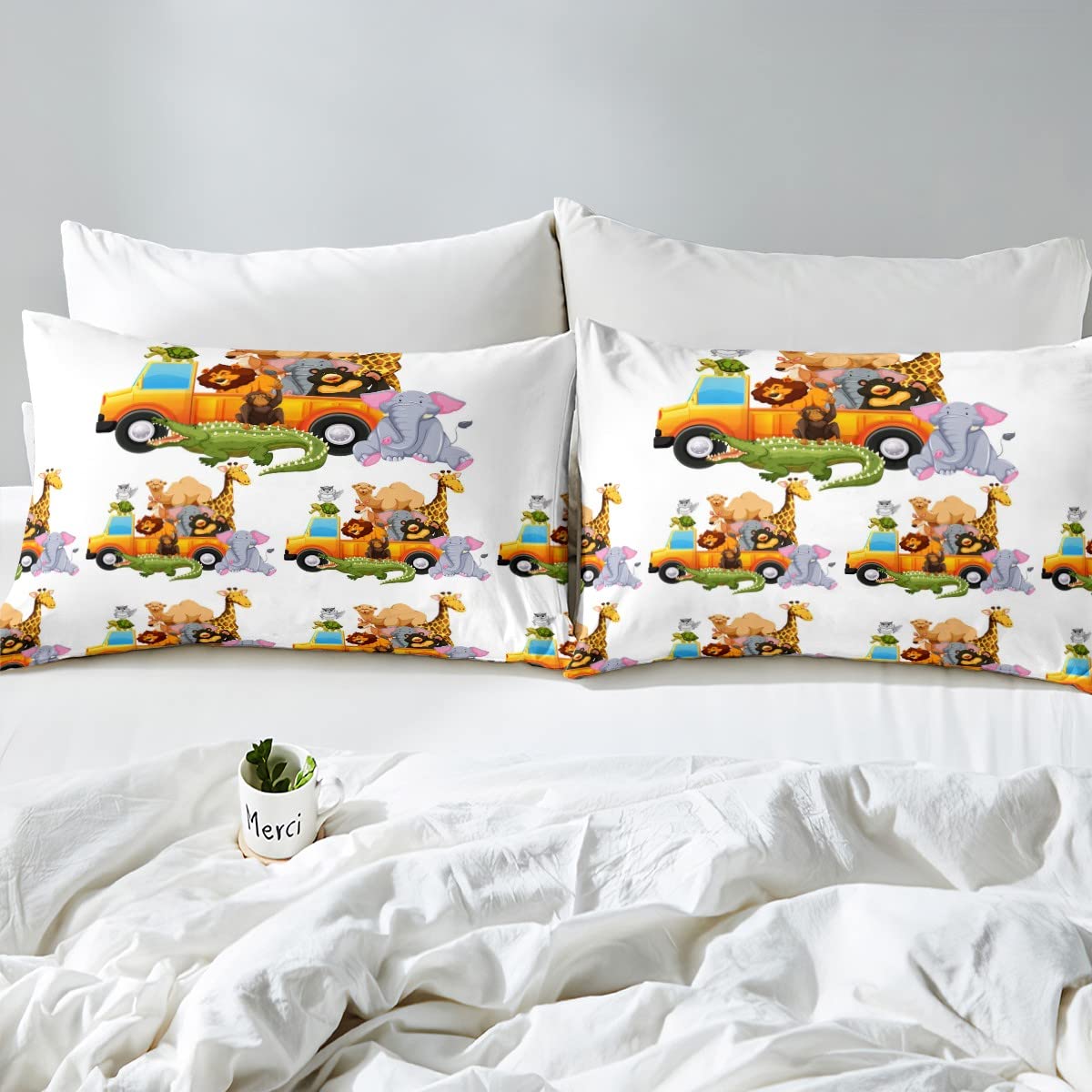 Set Biancheria Letto Bambini Con Camion E Escavatori - Microfibra Morbida - Foto 10