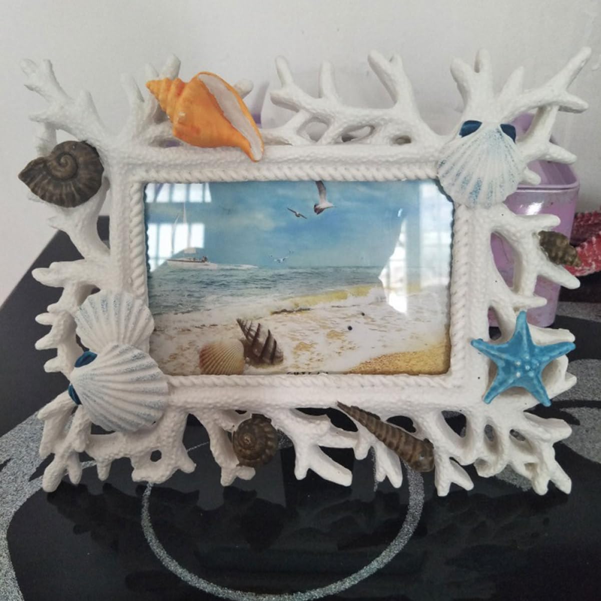 Alipis Cornice Portafoto in Resina a Tema Corallo, Design Semplice e Leggero, per Camera da Letto e Studio, Decorazione da Tavolo Stili multipli