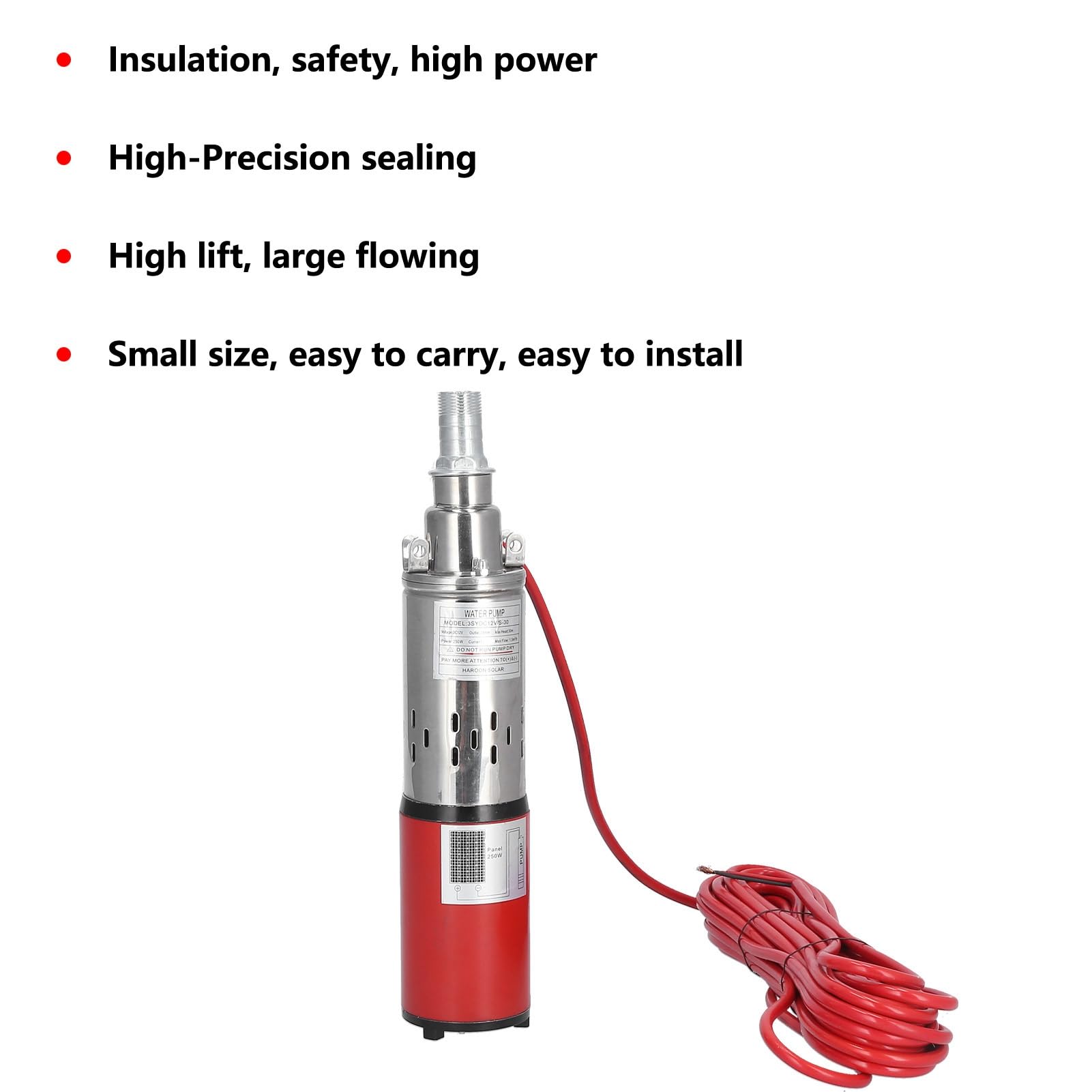 DC12V/10A Pompa Ad Acqua Solare Pompa per Pozzi Profondi Pompa Sommergibile a Vite Ad Alto Sollevamento per Barca da Pesca Irrigazione Agricola