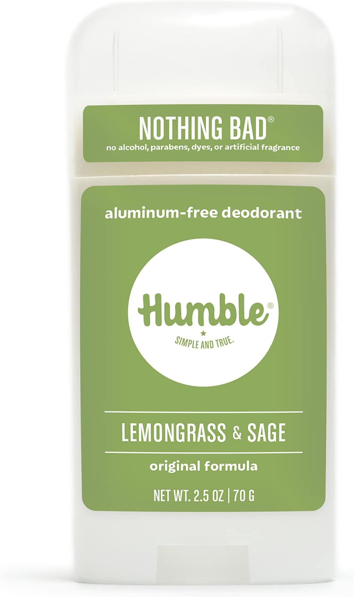 (Lemongrass & Sage, 74ml (Pack of 1)) - Humble Brands All Natural Aluminium Free Deodorant Stick for Women and Men, Lasts All Day, Safe, and Certified Cruelty Free, Lemongrass & Sage, Pack of 1