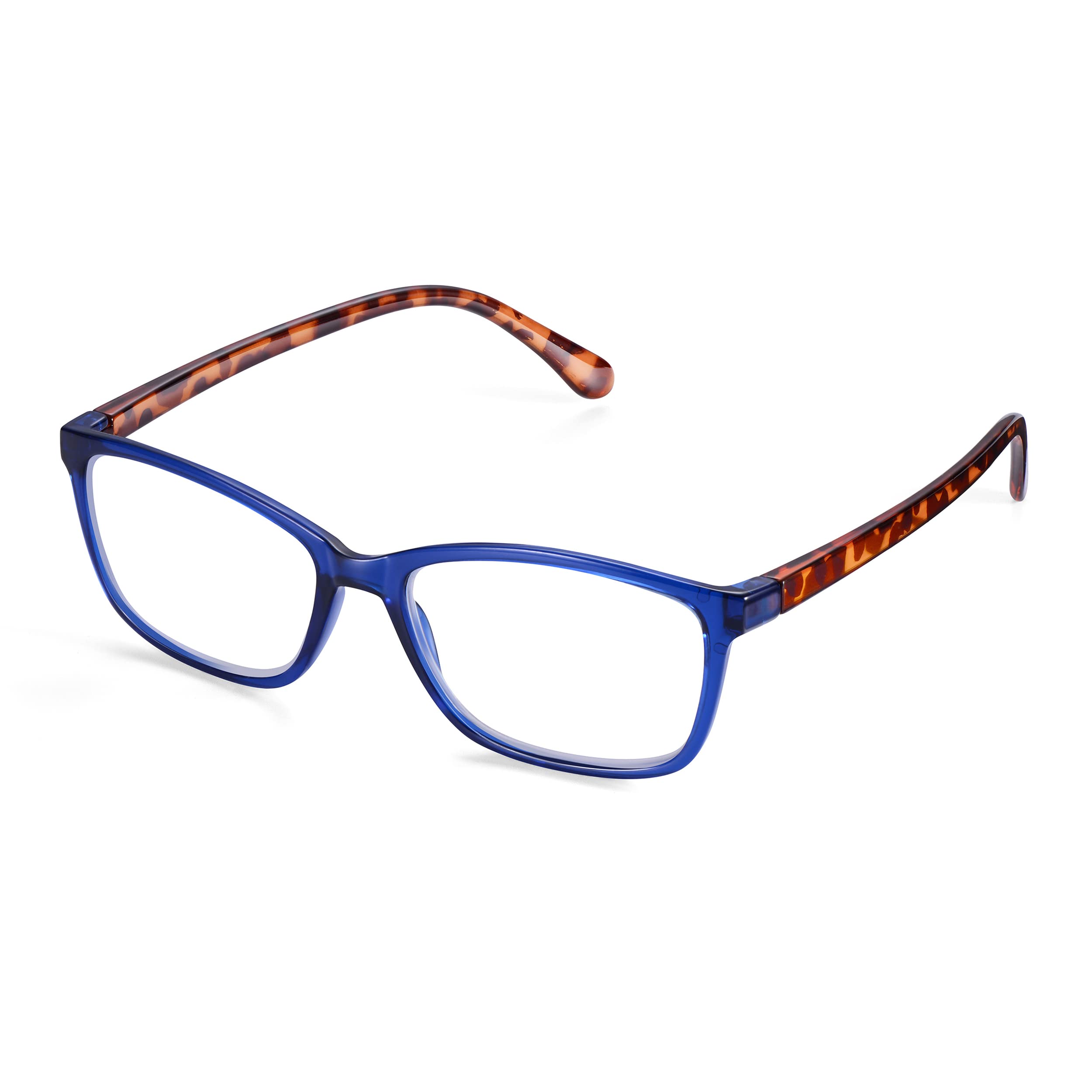 Read Optics Reading Glasses +1.0 - +3.5, Blue & Brown Crystal Rectangular Ready Readers