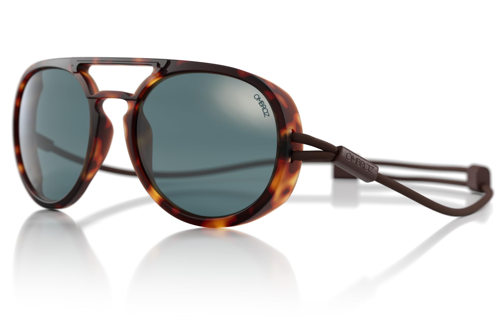 Photo 1 of Ombraz Armless Sunglasses – Dolomite, Tortoise, Polarized Grey Lens – Cord, UV ANSI Z87.1 – Hike, Bike, Climb, Paddle