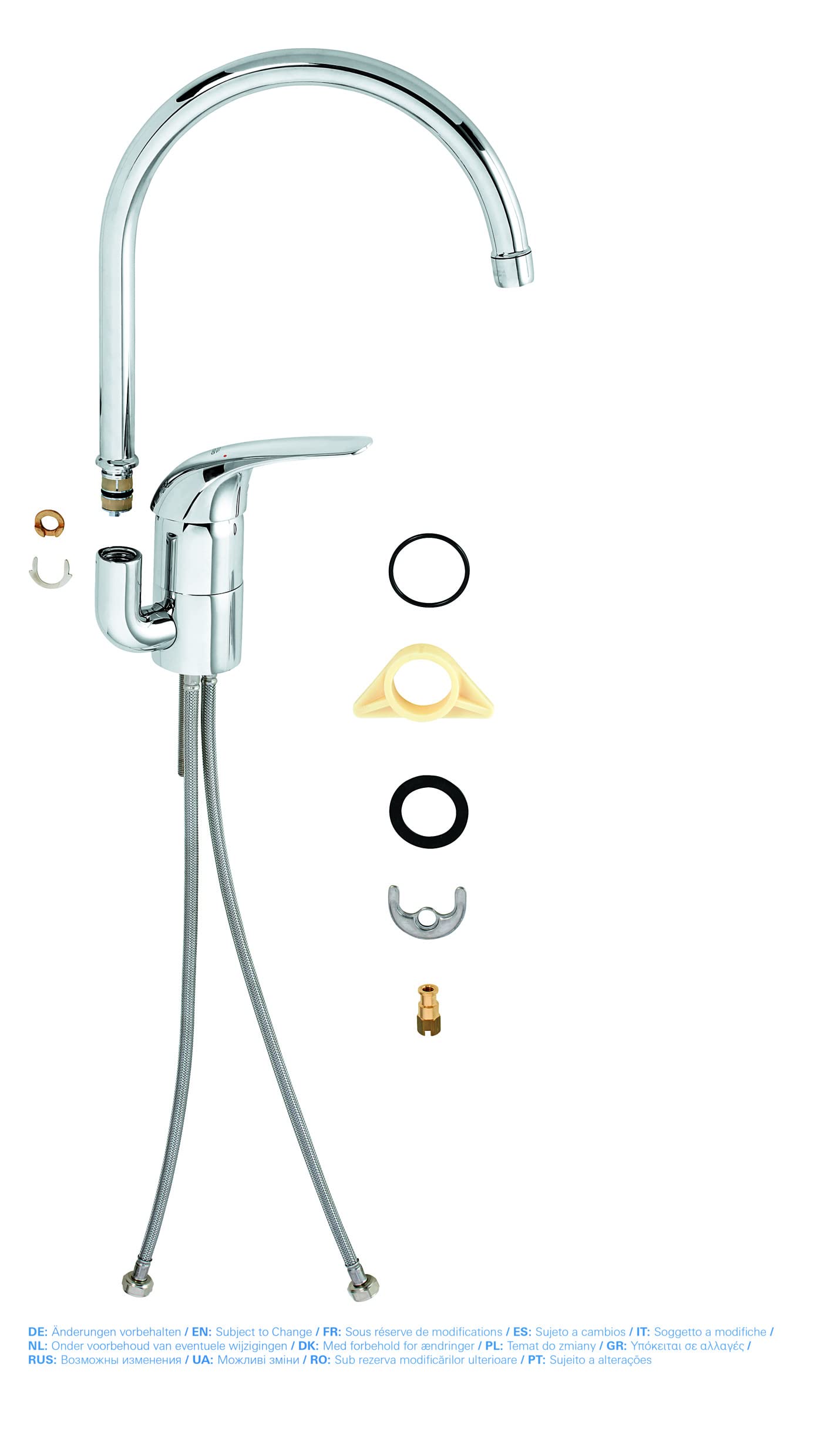 Grohe 32752000 Euroeco Miscelatore lavello Bocca Alta, Chrome, 400