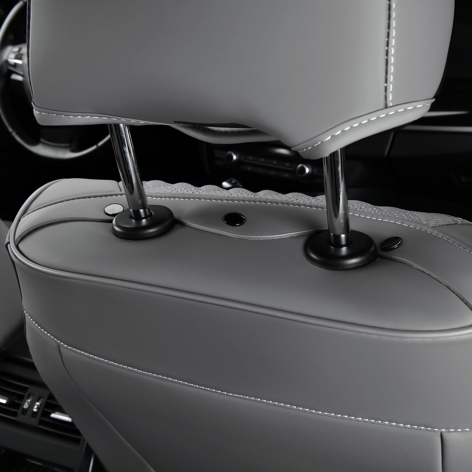 FLORICH Coprisedili per Auto, Tessuto Traspirante e Pelle Nappa Coprisedili Anteriori e Posteriori 5 PZ, Set Completo Universale Adatto per La Maggior Parte delle Auto, Berline, SUV e Camion