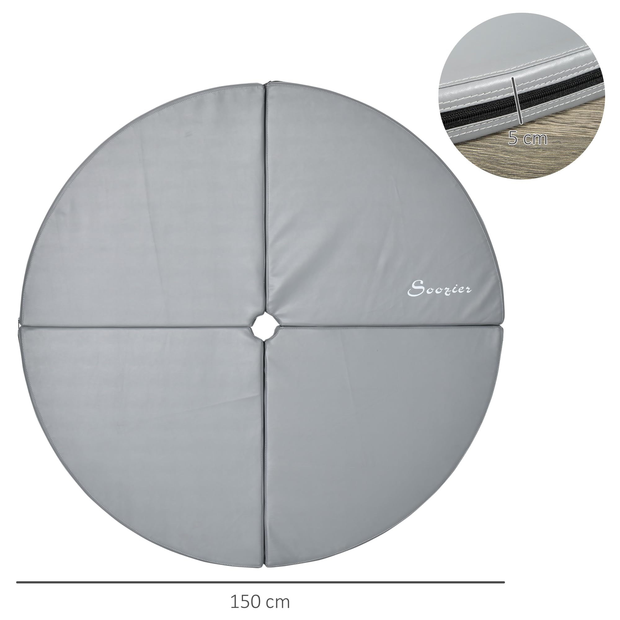 HOMCOM Alfombra Plegable Pole Dance 150 cm Grosor 5 cm Revestimiento Plástico Gris