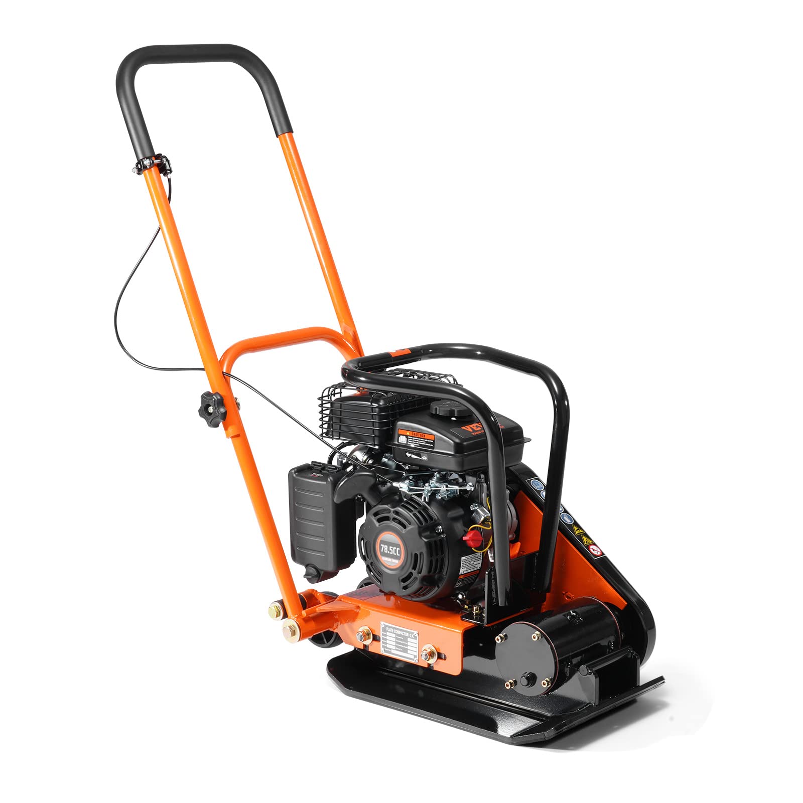 VEVOR Plate Compactor, 2.8 HP 78.5CC Gas Engine 5,250 VPM, 1,920 lbs Force Vibratory Compaction Tamper with 18.7 x 11.8 inch Plate for Walkways,