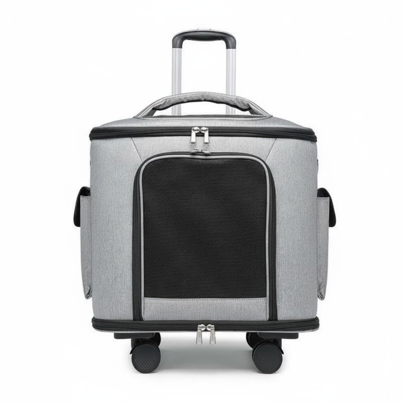 predolo Transportín con Asa Telescópica Bolsillos Múltiples Transportín con Ruedas Correa de para Viaje, Gris
