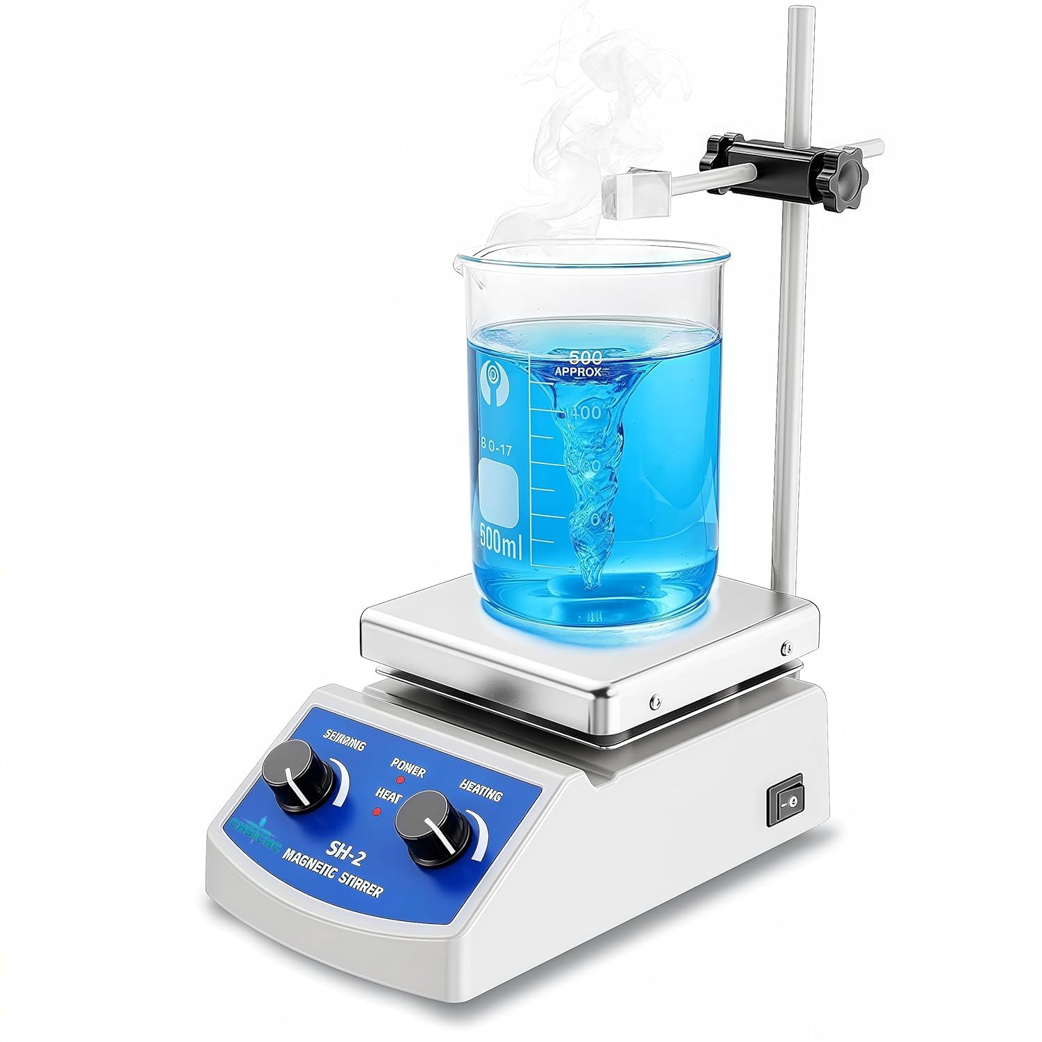 Magnetic Stirrer Hot Plate with Heating Control, SH-2 Lab Mixer, 500ml Capacity