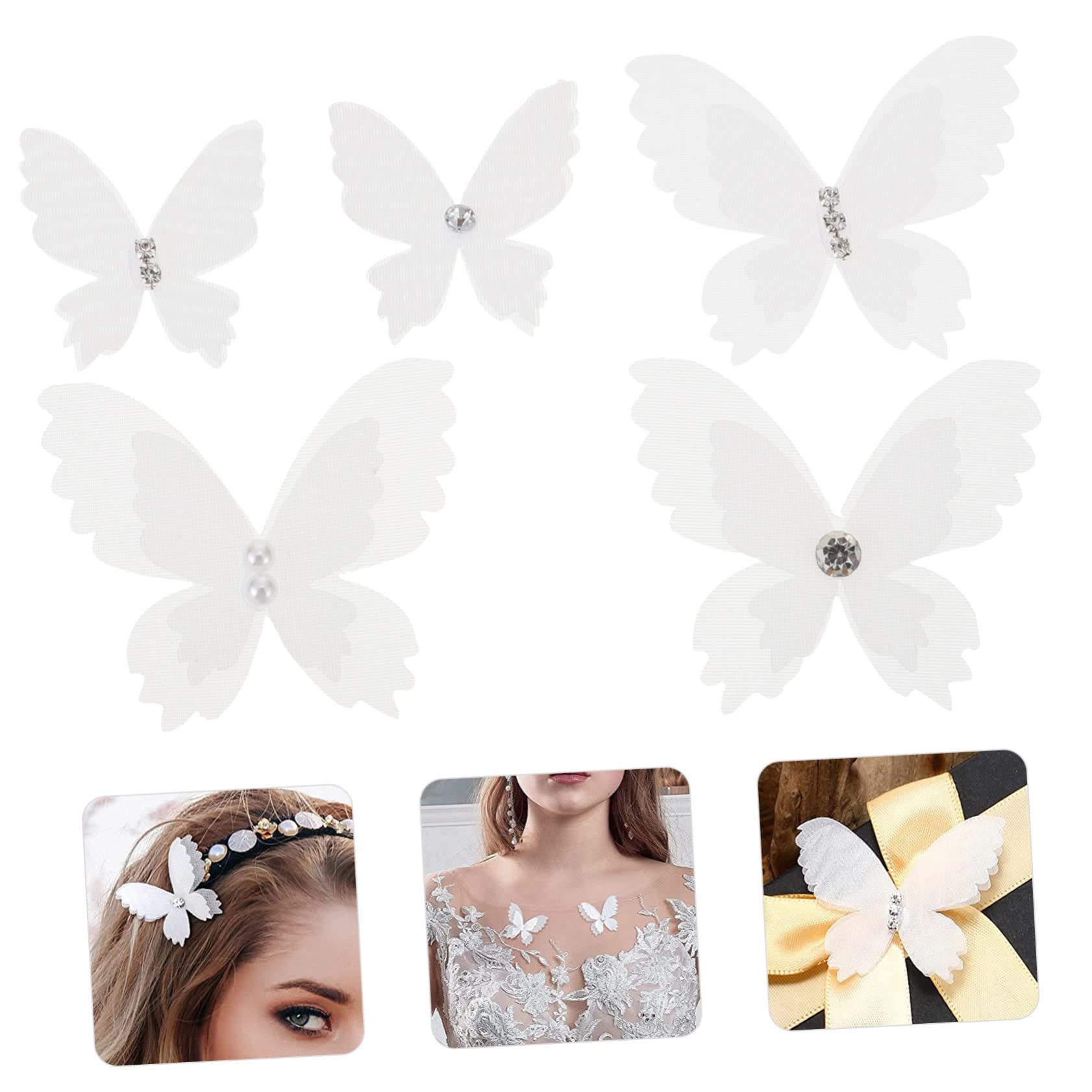 60stücke Organza Schmetterling Applikationen Doppelter Effekt Patches Für Kleidung Diy Dekoration Hochzeits Und Bastelprojekte Mit Perlenverzierung Einfach Aufzunähen