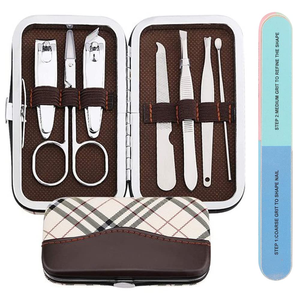 Manicure Set Nail Clippers Nail Tools Pedicure Supplies Nail Clippers for Women Men Nail Set Mens Manicure Kit Fingernail Toenail Clippers 7 in 1 Manicure Tools Black with Leather Travel Case with Nail Buffer-image-17