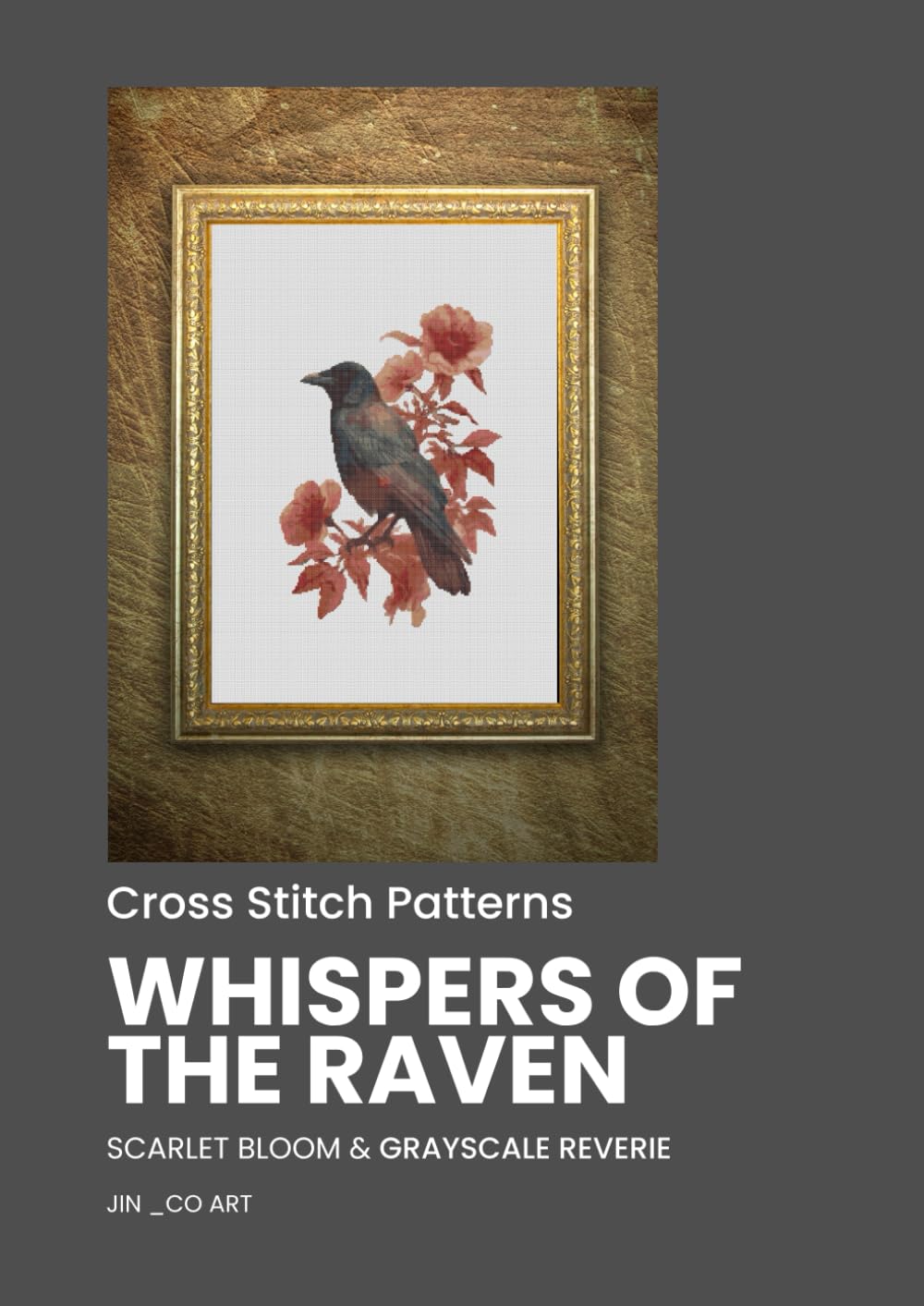 Whispers of the Raven - Scarlet Bloom & Grayscale Reverie (Birds)