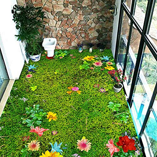 Fototapete Modern Pastoral Flowers Grass Lawn 3D Bodenfliesen-Aufkleber...