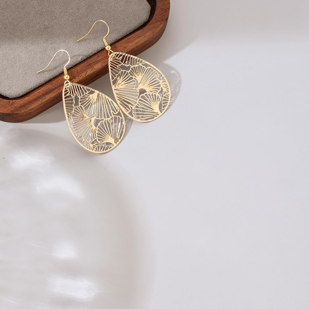 Ginko Leaf Earrings for Women Gold Leaf Earrings Fashionable Bohemian Ginkgo Leaf Dangle Earrings Jewelry - Image 4