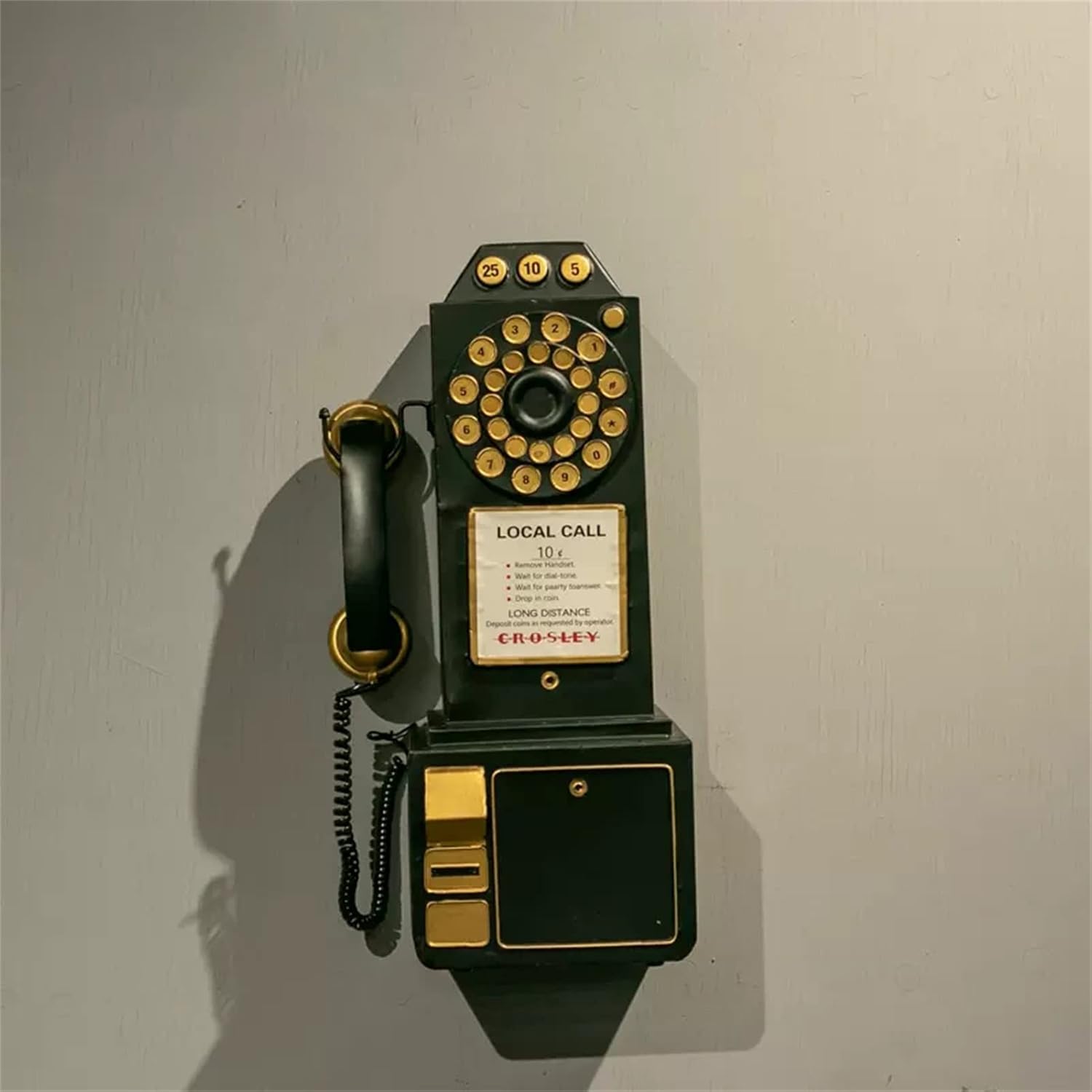 Vintage European-Style Black Wall-Mounted Telephone - Creative Old Rotary Fixed Retro Landline Phone for Home Hotel Ornament with Movable Receiver