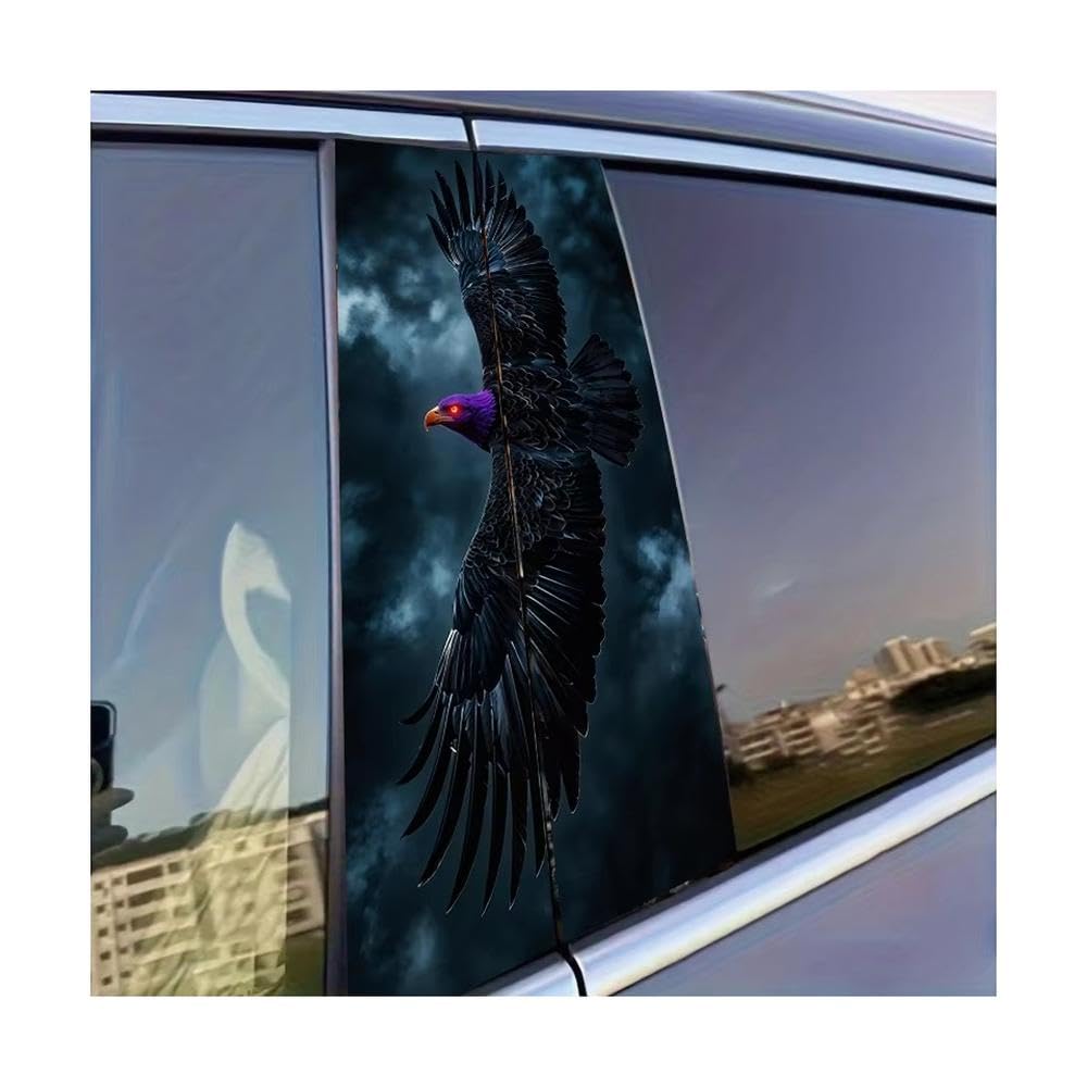 Dabhuoc One Color Car Parts 2Pcs Car Center Pillar Sticker Purple-Headed Black Eagle Glossy Protective Polyethylene Film