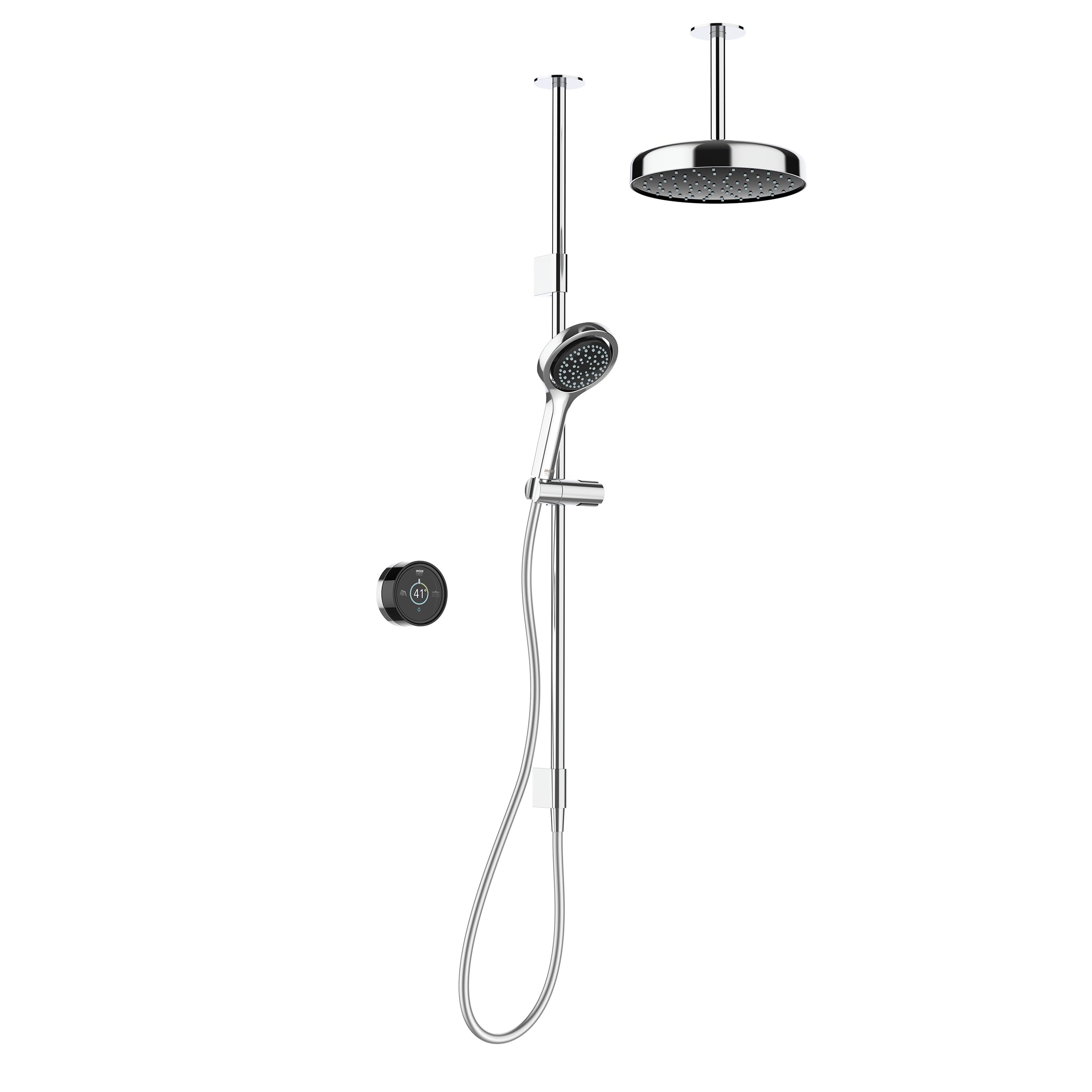 MiraShowers Platinum Digital Smart Shower Chrome - Dual Outlet Ceiling Fed - Pumped for Low Pressure or Gravity Fed Systems - 1.1981.011