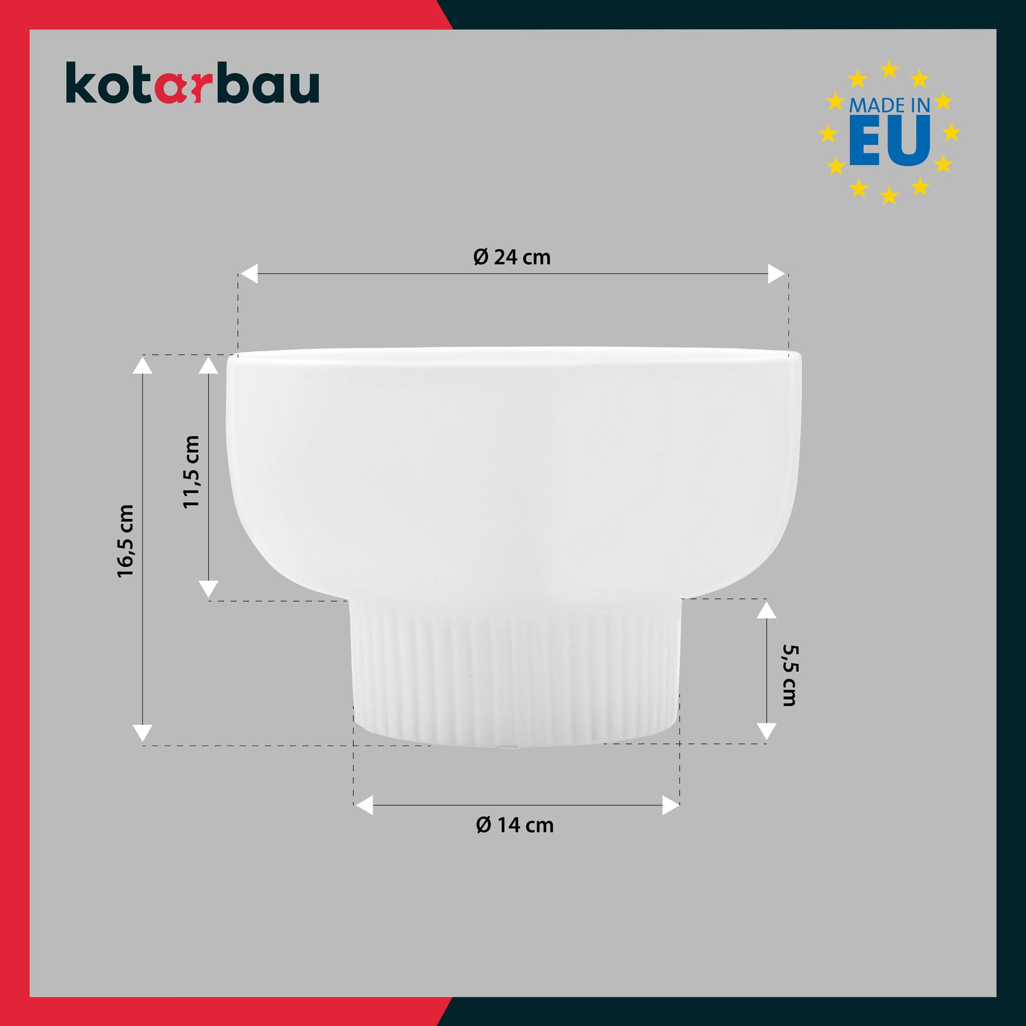 KOTARBAU® 2 szt. Donica Biała ⌀ 24 cm Doniczka Ceramiczna Szkliwiona Doniczka na Kwiaty i inne Rośliny Osłonka na Kwiaty