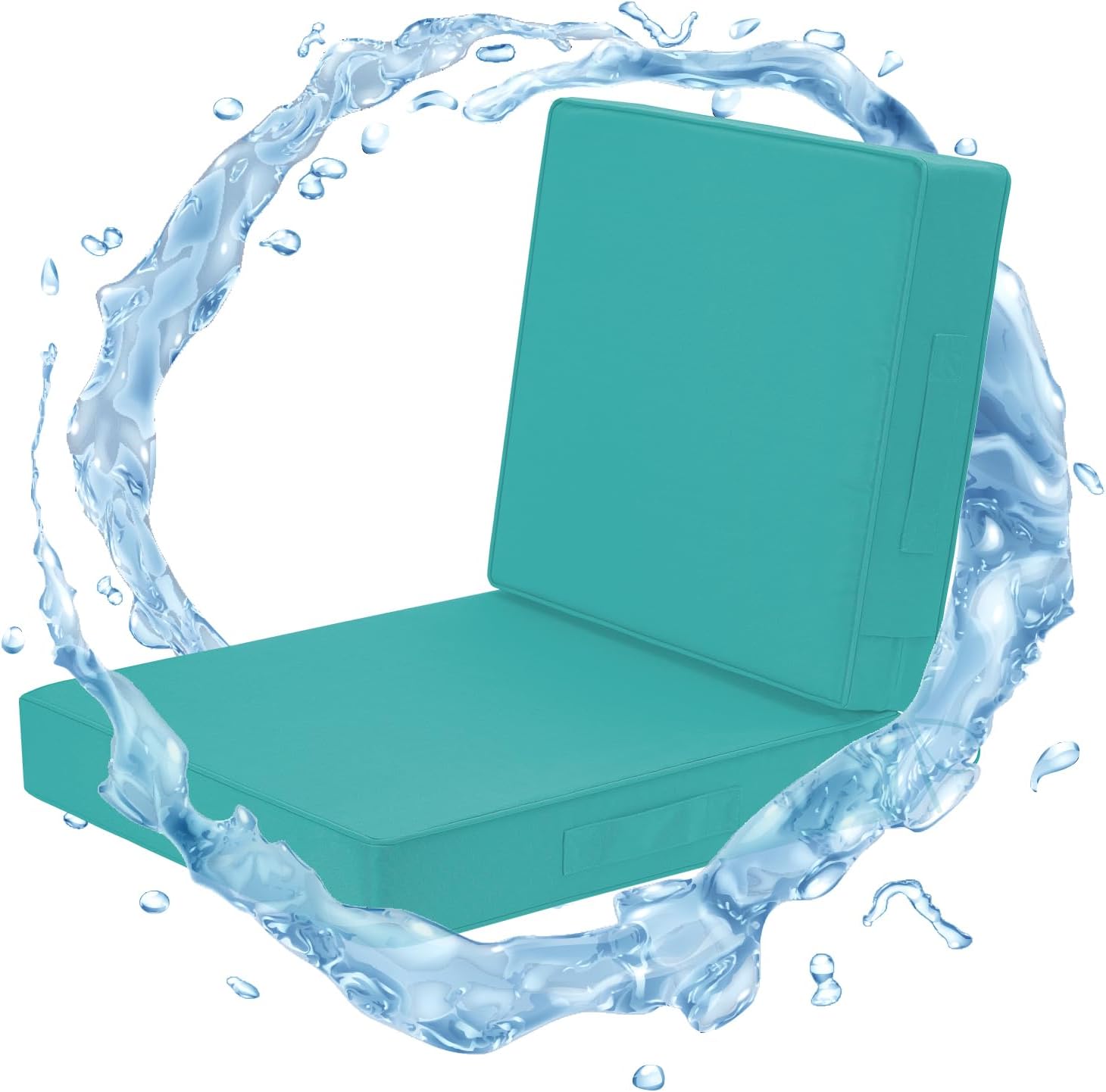 Outdoor Cushions for Patio Furniture, Waterproof Outdoor Seat Cushions with Ties and Handle, Outdoor Cushions 24 X 24, Outdoor Deep Seat Cushions with Removable Cover, Teal