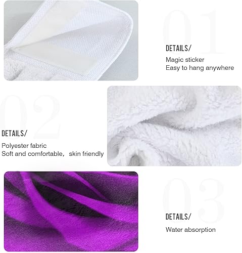 Miniatura 4 de ALAZA Toalla de cocina colgante de rosa morada, 2 piezas, toalla de mano, juego de toallas románticas con lazo, paños absorbentes para platos, paños