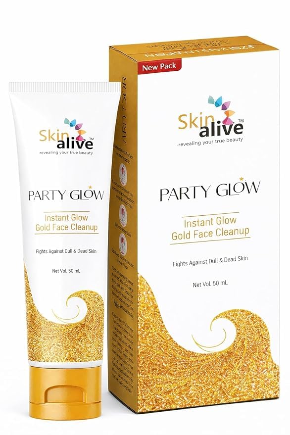 Alive Party Glow Instant Glow Gold Face Cleanup 50 ml | Facial Cleanser with Gold Particles for Brightening & Radiant Skin | Removes Dirt Dead Skin & Dullness | For All Skin Types.-picture-48