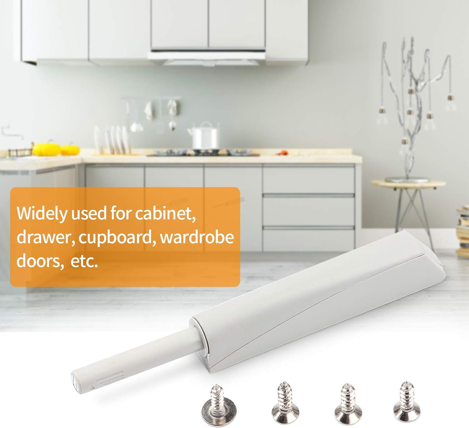 Push Open Door Latch, 10 Pack Magnetic Touch Release Hardware for Doors, Light Grey-Push Lash Latch for Kitchen, Bathroom, Furniture Drawers& Cupboards