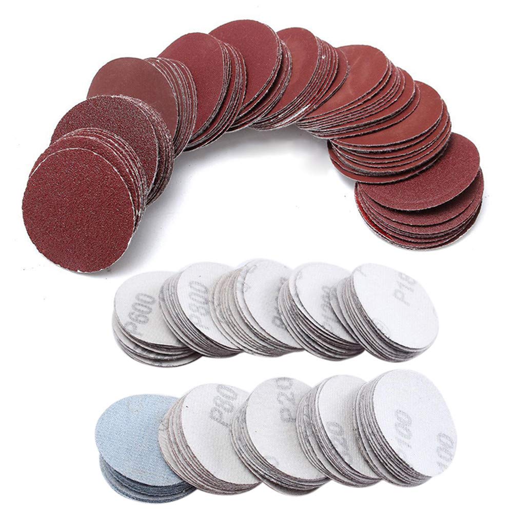 Juego de papel de lija (100 unidades, 80 a 3000, 50 mm, para lijadora Dremel, lijadora excéntrica 80 100 180 240 600 800 1000 1200 2000 3000)