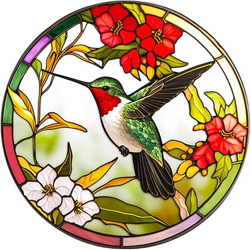 VOSAREA Adhesivo para ventana de vitrales, diseños de colibríes y pájaros, calcomanías anticolisión, vinilo no adhesivo