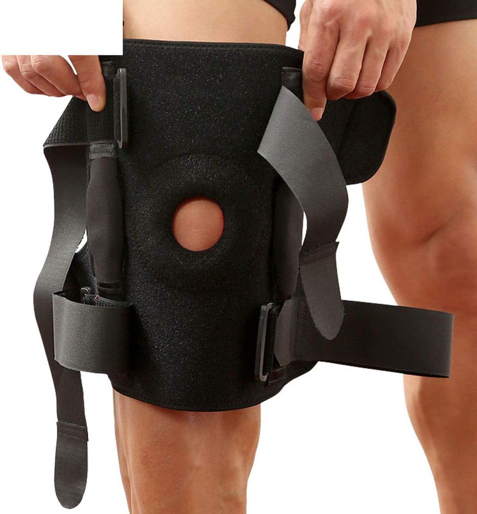 momowu 1PCS Hiking Cycling Knee Support Protector with Removeble Aluminum Plate 4 Straps for Mountaineering Knee Joint Restore