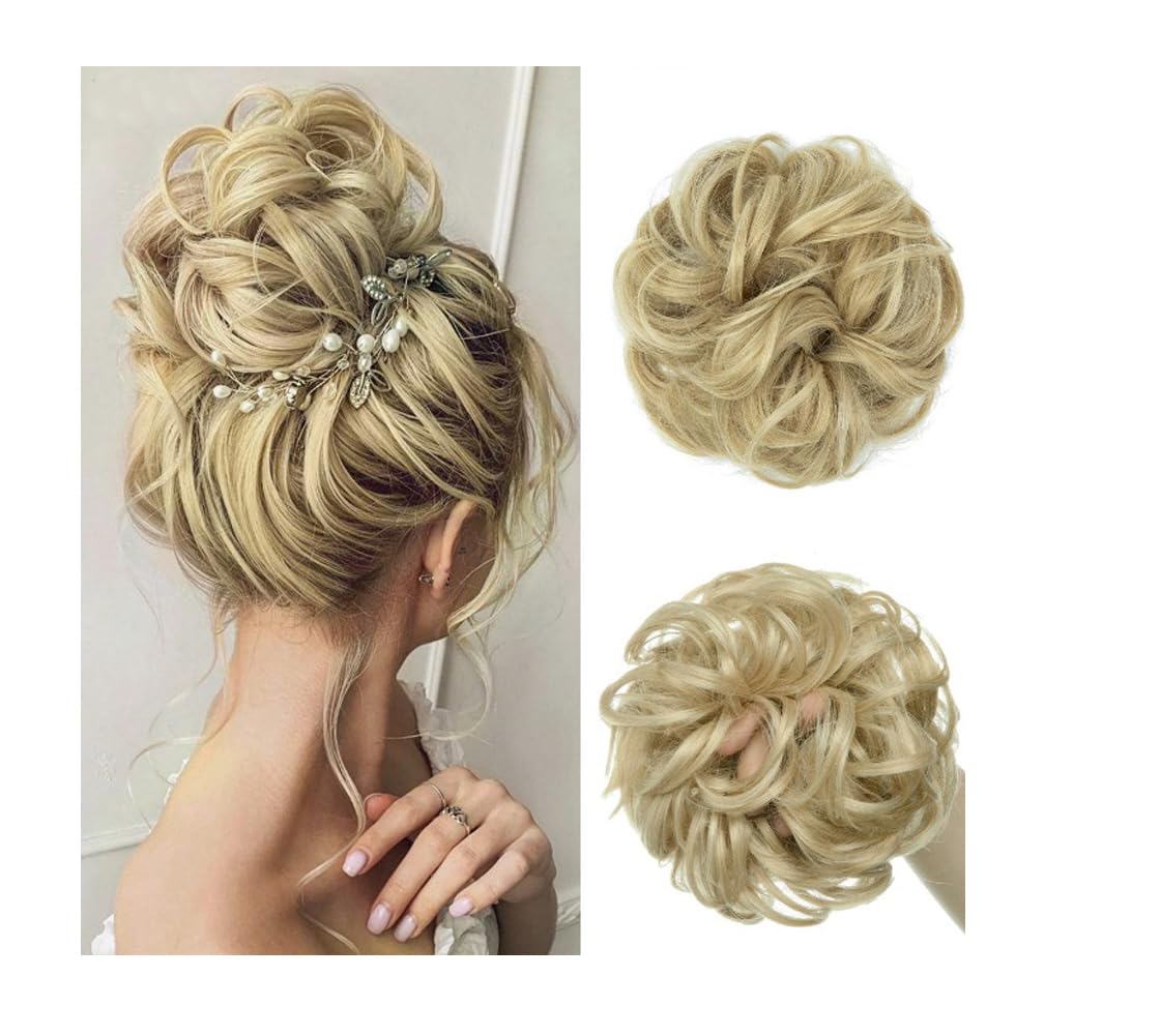 Messy Hair Bun Hair Piece Hair Scrunchies Updo Hairpieces Hair Bun Donut Accessories Scrunchies for Womens Hair Extensions Ponytail Hair Extensions Fashion Golden Blonde
