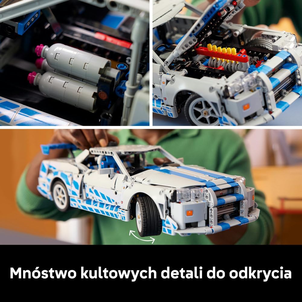 LEGO Technic Samochód Nissan Skyline GT-R (R34) Za szybcy za wściekli 42210 | Model samochodu, klocki konstrukcyjne Technic dla dorosłych, prezent dla fana motoryzacji, 1410 elementów