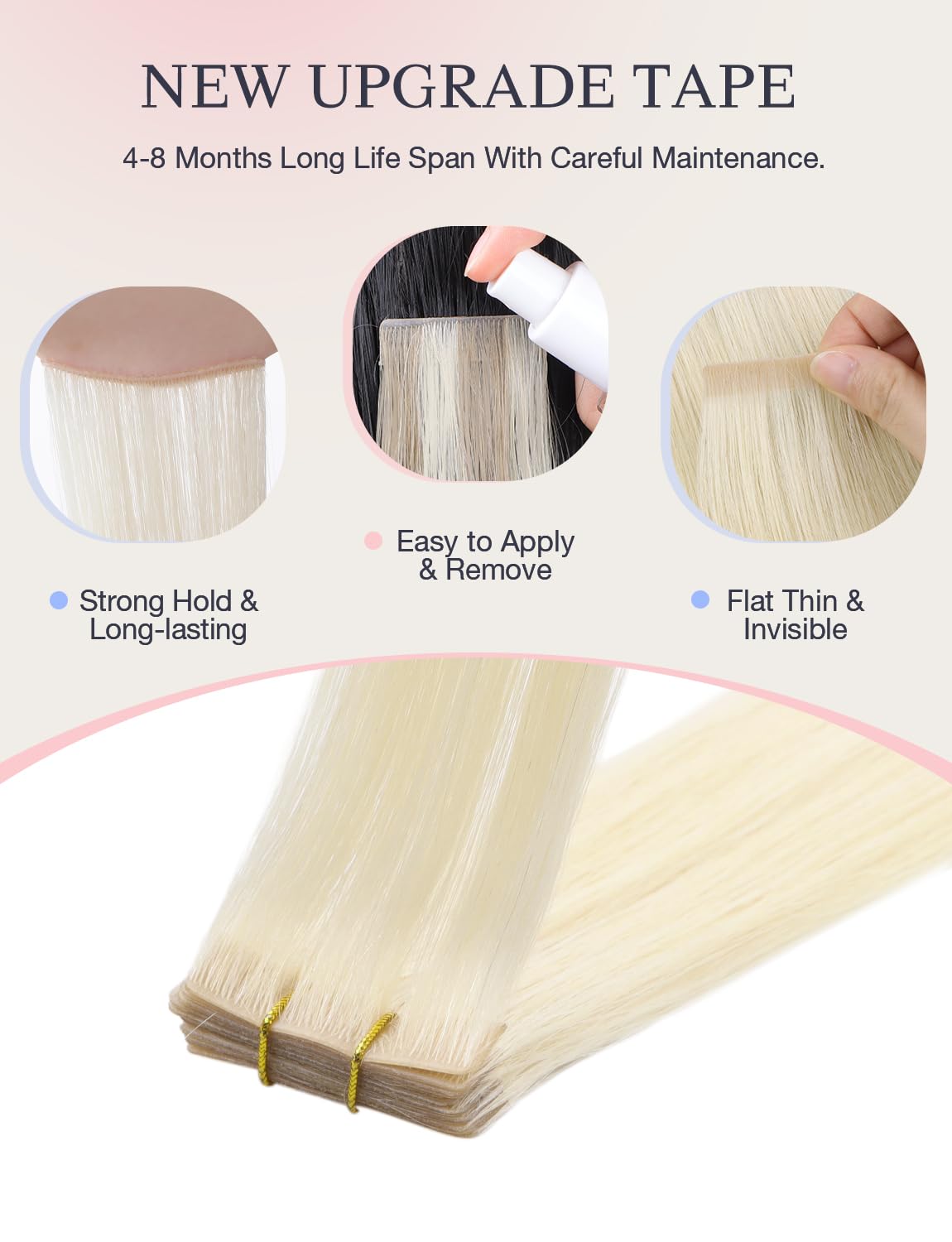DOORES Tape in Balayage Natural Black to Light Blonde 20 Inch 20pcs 50g Human Hair Extensions Tape in Straight Real Natural — view 43